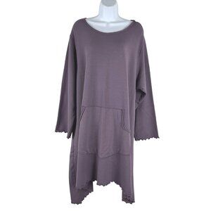 Blue Fish Cafe Pocket Tunic Size 2 Aura Purple Lettuce Hem Lagenlook NWT TP-3786